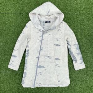 RAF by Raf Simons Hooded Asymmetrical Zip Up Mesh Wool Blend Textured Jacket
